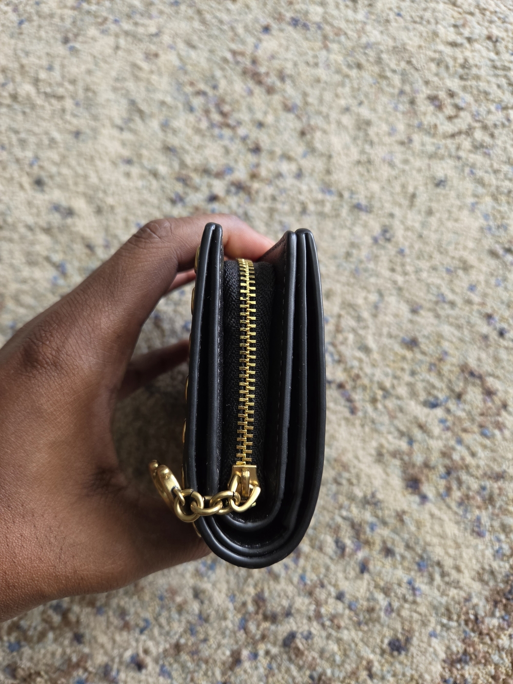 Coach Leather Grommet Snap Wallet Black Gold - Picture 9 of 10